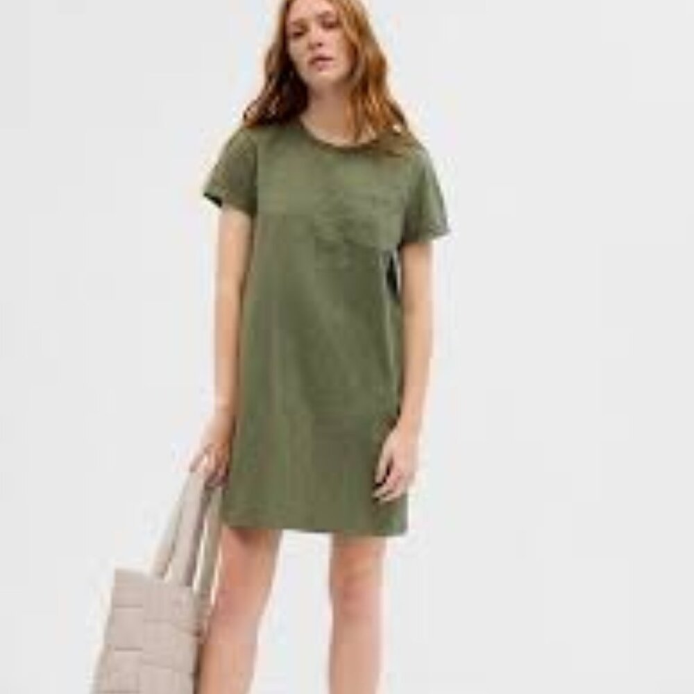 GAP Pocket T-Shirt Dress Cactus Green XS NWOT